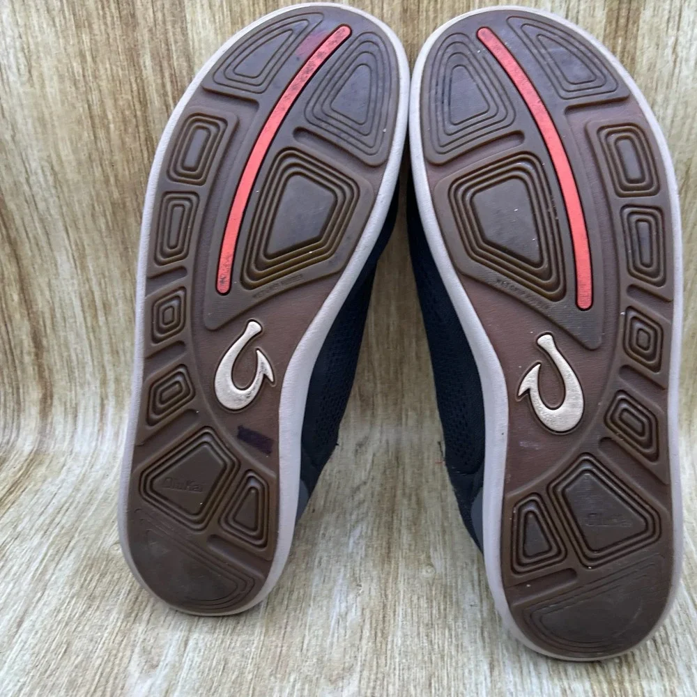 OluKai Moku Pae Boat Shoes Men's Size 12 Dark Shadow Red Mesh Drop-In Heel Shoes